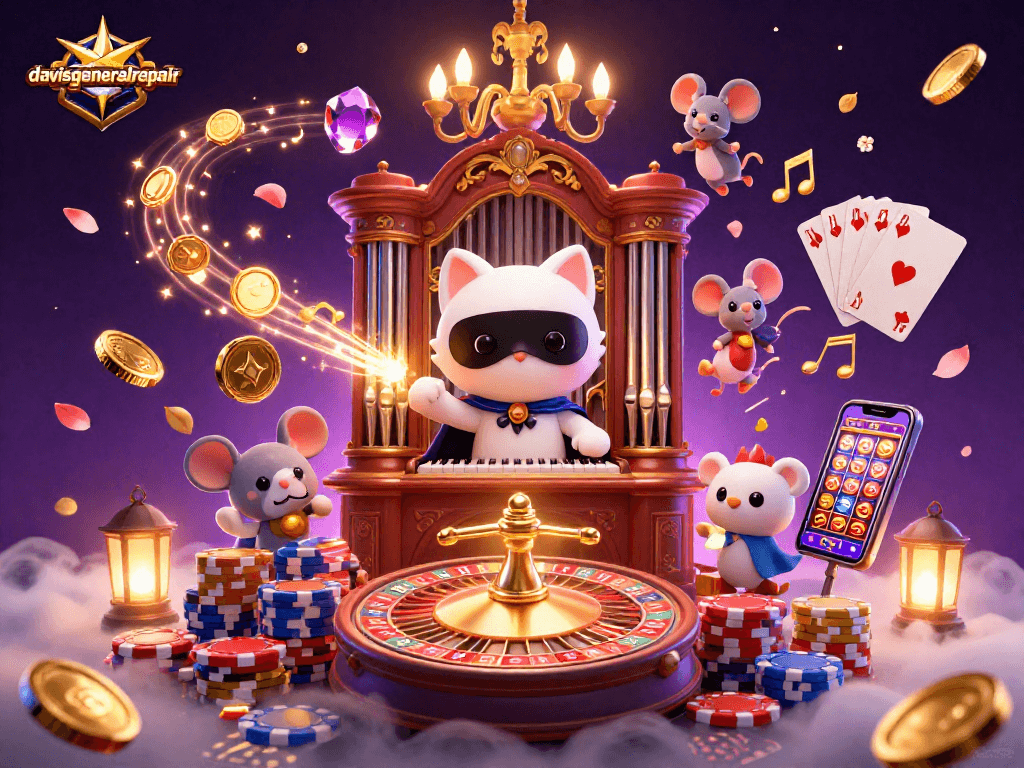 Experience exciting games with davisgeneralrepair in this vibrant casino-themed scene.