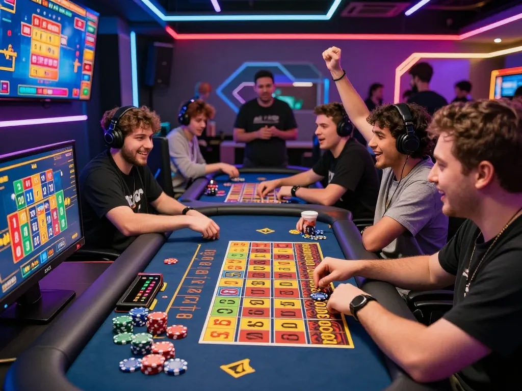 Exciting Toto gaming experience capturing diverse players engaged in thrilling action at a vibrant online gaming table.