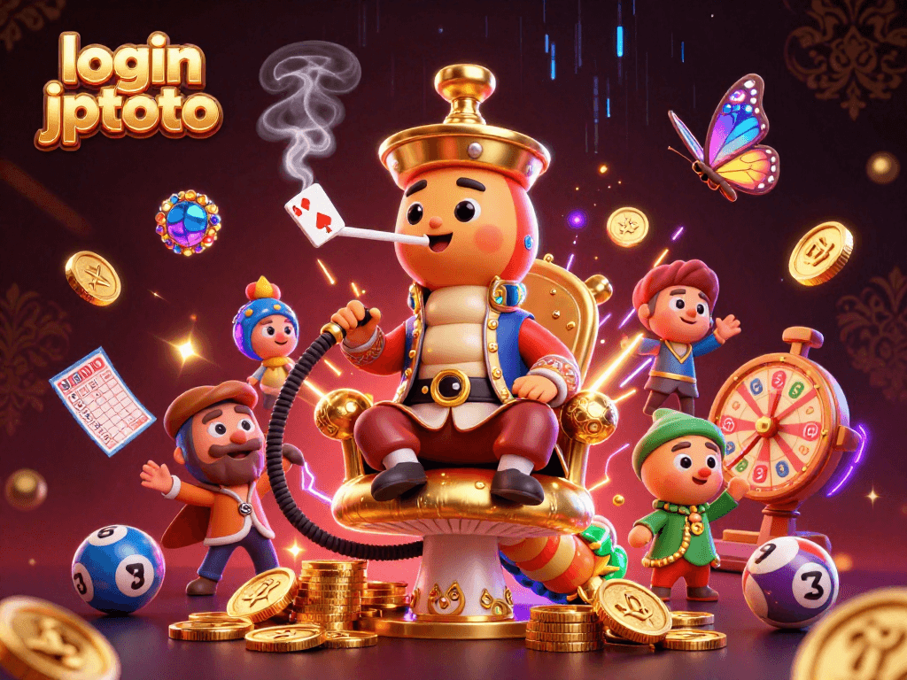 Engage with login jptoto through thrilling lottery games illustrated with vibrant characters and elements.