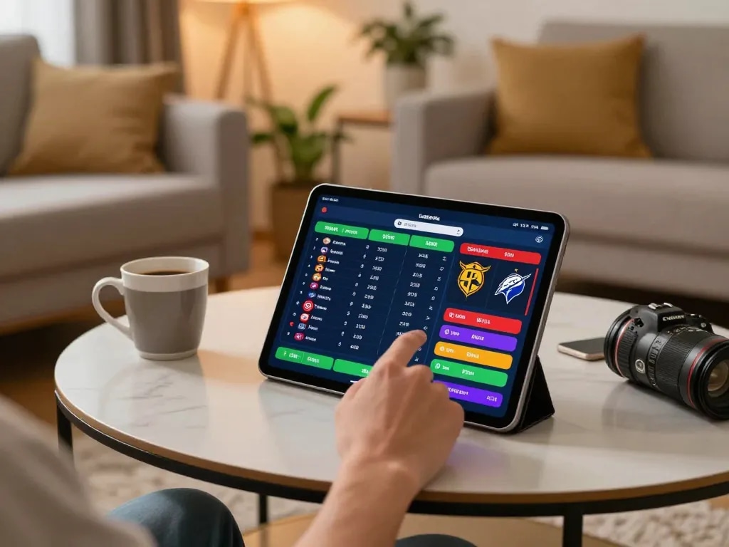Kebet casino mobile app showing live sports betting odds while engaging users at home.