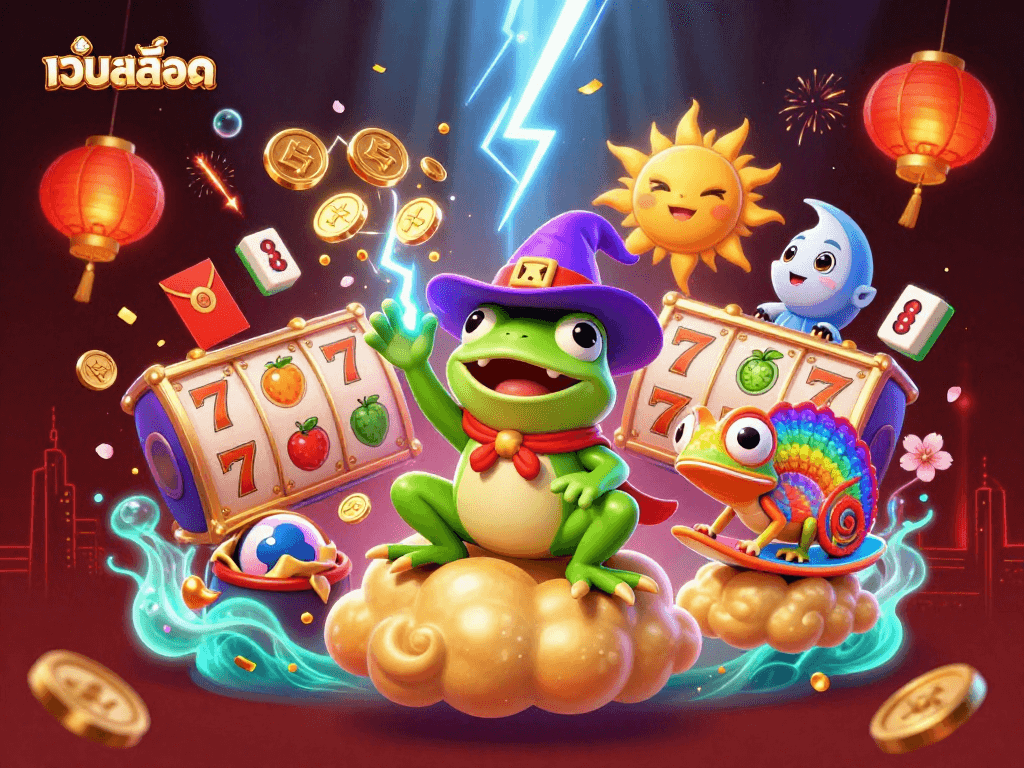 Experience the thrill of เว็บสล็อต with a golden coin storm led by whimsical characters.