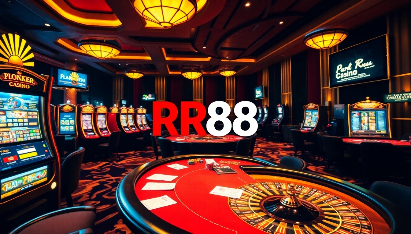 Experience the thrill of gambling at RR88 with vibrant casino visuals featuring exciting games and spectacular wins.