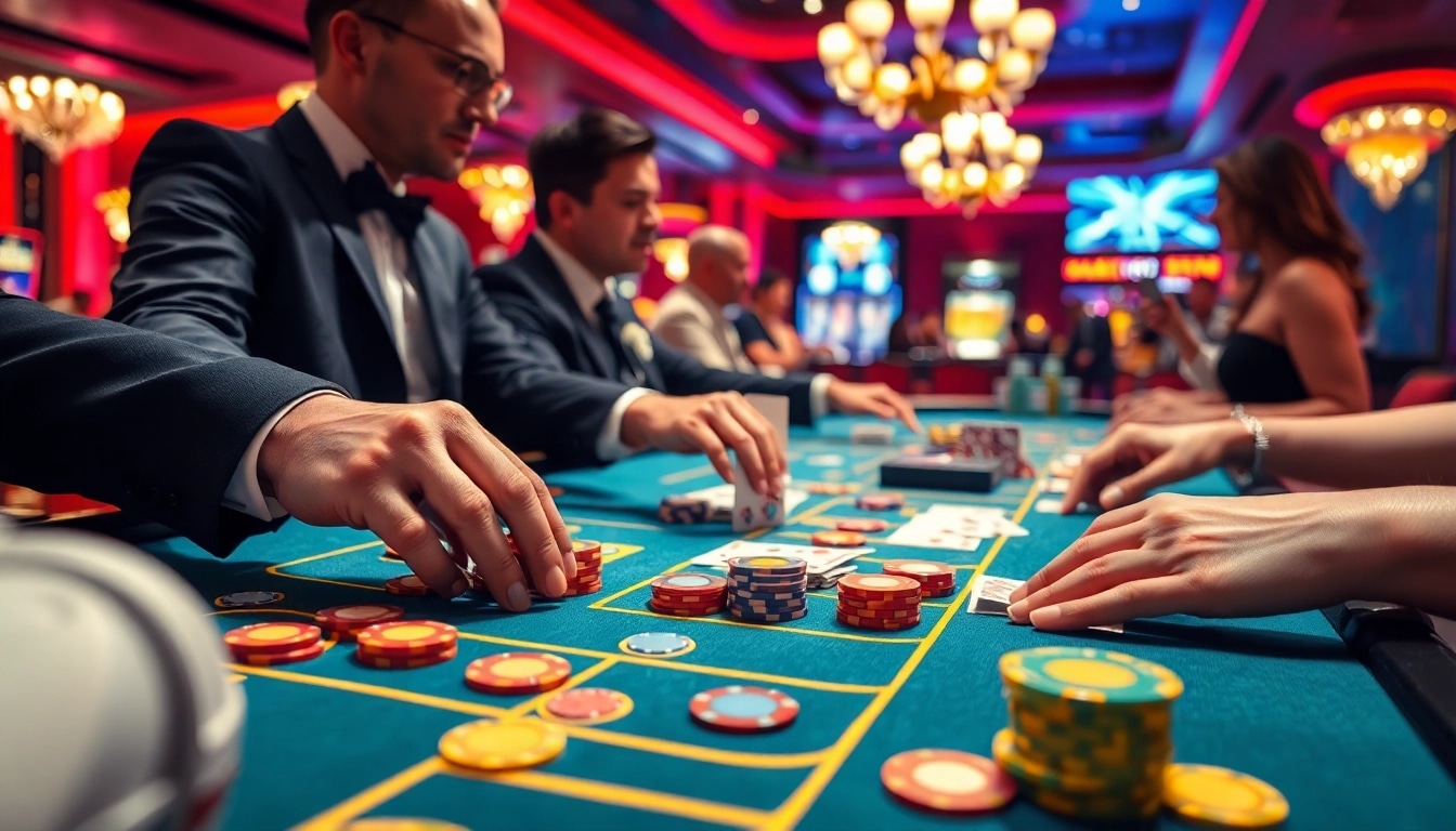 Engaging gameplay at Nova88 casino featuring vibrant chips and attentive players.
