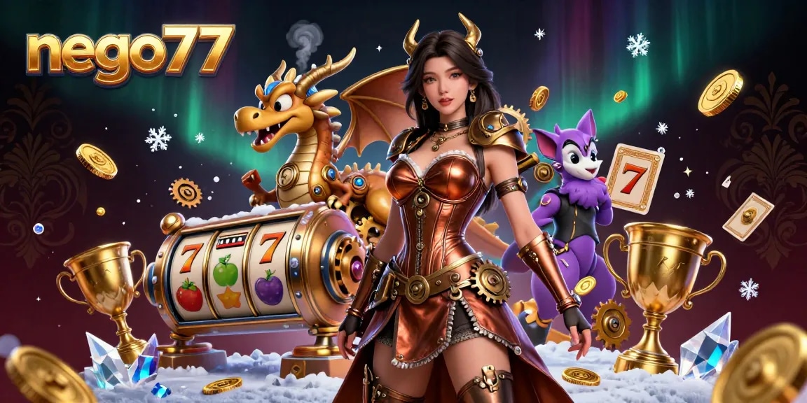 Nego77 highlights exceptional slot gaming with dynamic reels, vibrant jackpots, and golden elements.