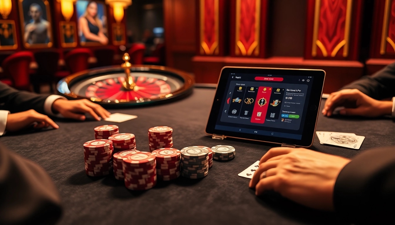 Experience the excitement of b52club. pro with a vibrant poker table and spinning roulette wheel.