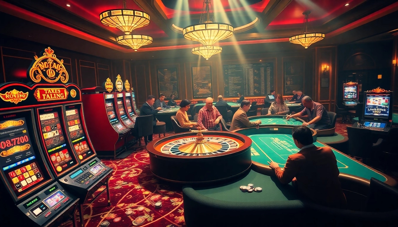 Engaging players at casino tables showcasing thrilling Link vào 789p experiences, highlighting luxury gambling.