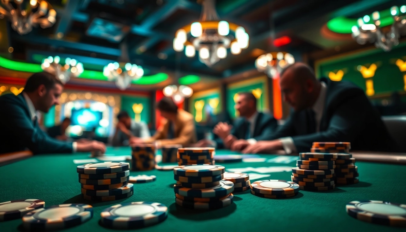 Memenangkan permainan dengan Akun Depo 5k, menunjukkan tumpukan chip poker di meja kasino.