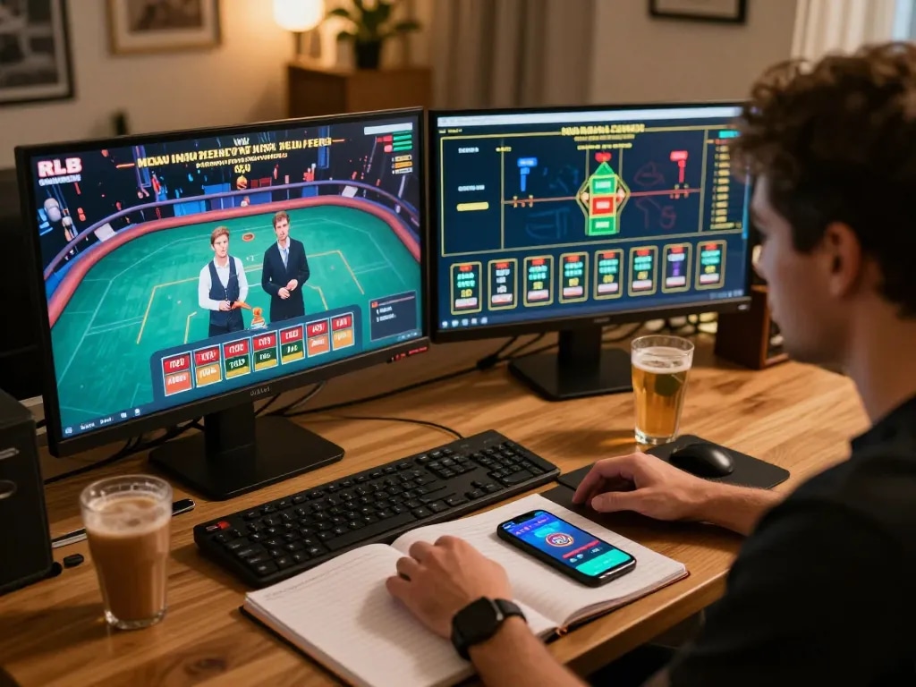 Engaging online gameplay at nego77, showcasing a player analyzing strategies during a live dealer session.
