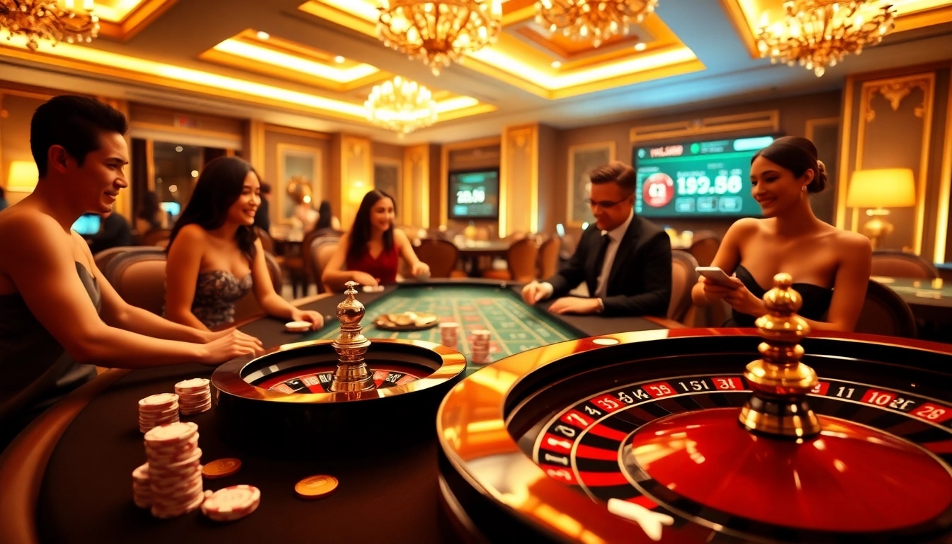 Hello88 casino scene showcasing an exciting gambling experience with chips and cards.