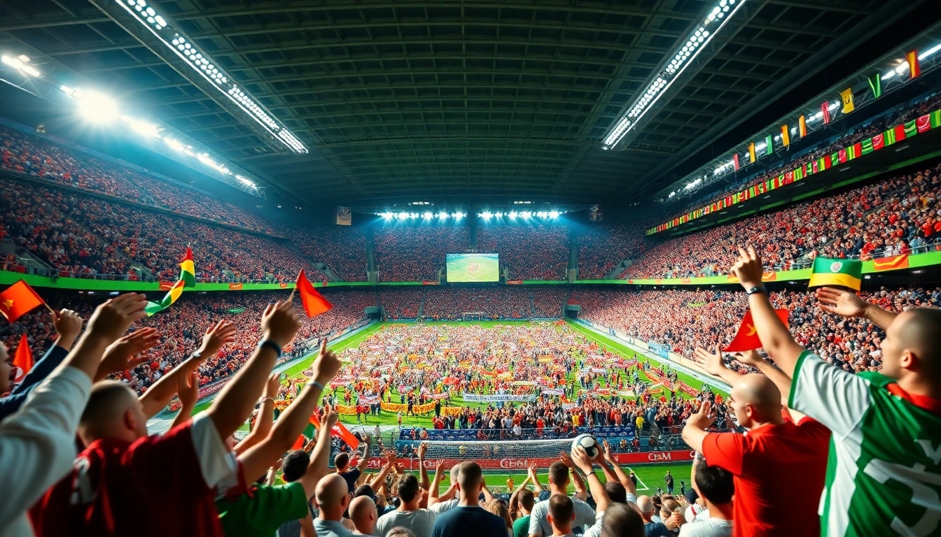 Experience the thrill of Trực tiếp bóng đá with fans cheering at a live football match.