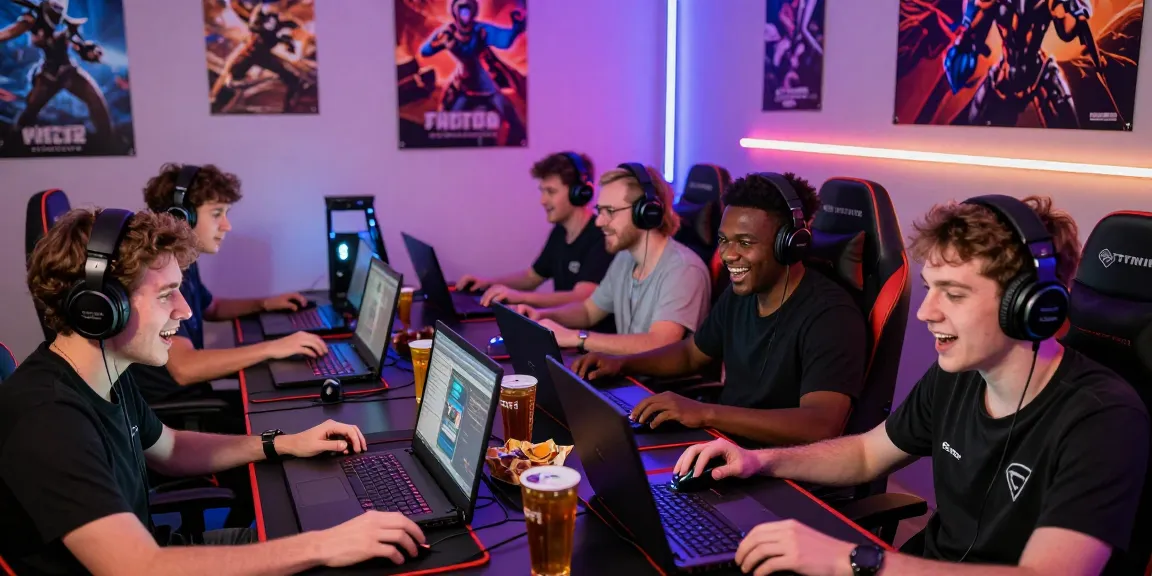 Mahajitu online gaming group enjoying a multiplayer session with vibrant setting and competitive atmosphere.