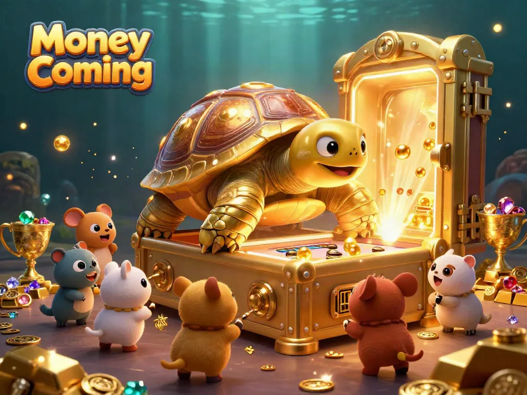 เล่นเกม Money Coming กับเต่าทองใหญ่ที่กลายเป็นเครื่องปั่นสล็อต พร้อมโบเก้และแสงที่ส่องสว่าง
