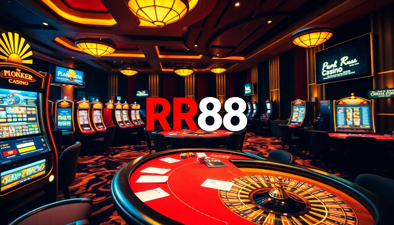 Experience the thrill of gambling at RR88 with vibrant casino visuals featuring exciting games and spectacular wins.