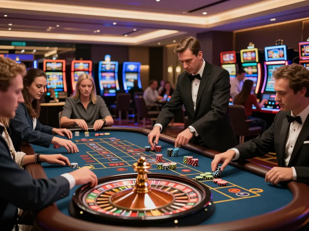 F168 players engaging in an exciting roulette game at a luxurious casino