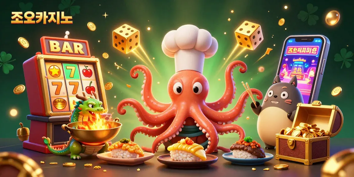Engage in the excitement of 조이카지노 with this vibrant 3D cartoon illustration showcasing colorful casino games and dynamic characters.
