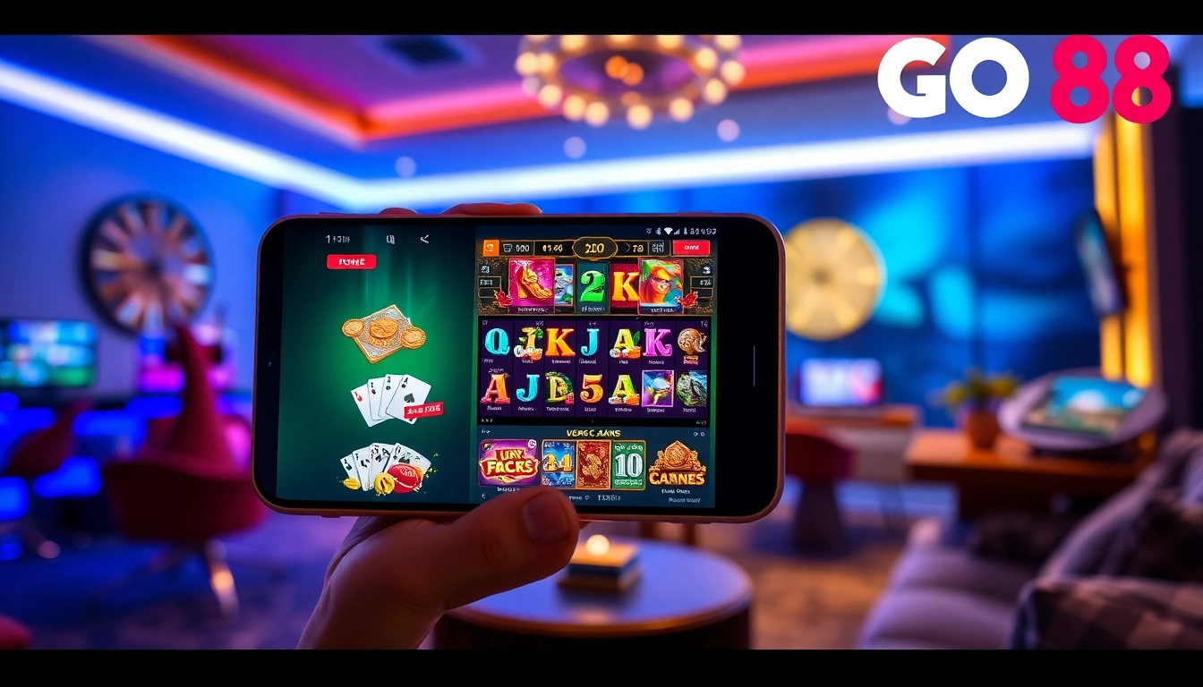 Experience the engaging gaming environment of GO 88 on mobile, showcasing diverse games.