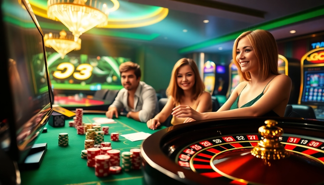 Players engaging with immersive online gambling experiences at the 13win group casino, radiating excitement.