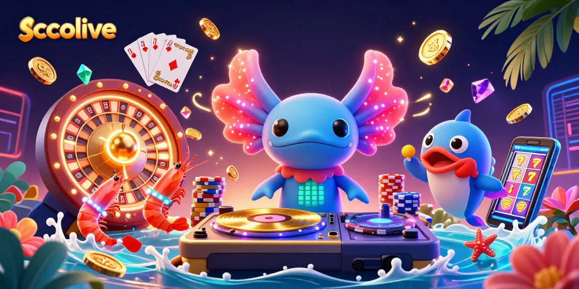 Socolive showcases a vibrant scene where a DJ axolotl and friends engage in thrilling casino action.