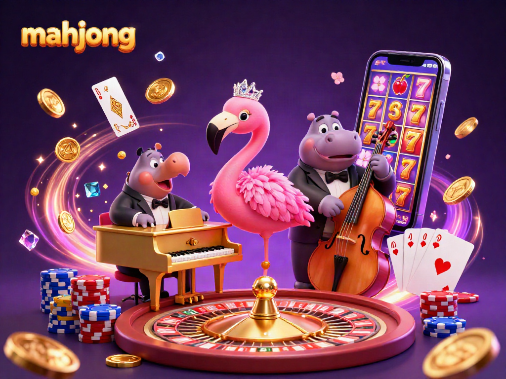 Engage with mahjong gaming as vibrant characters perform amidst dazzling casino elements.