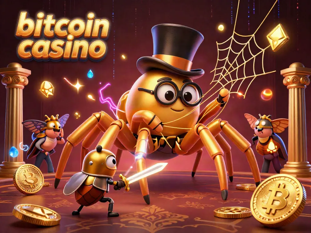Experience the thrill of a bitcoin casino with vibrant characters and elements.