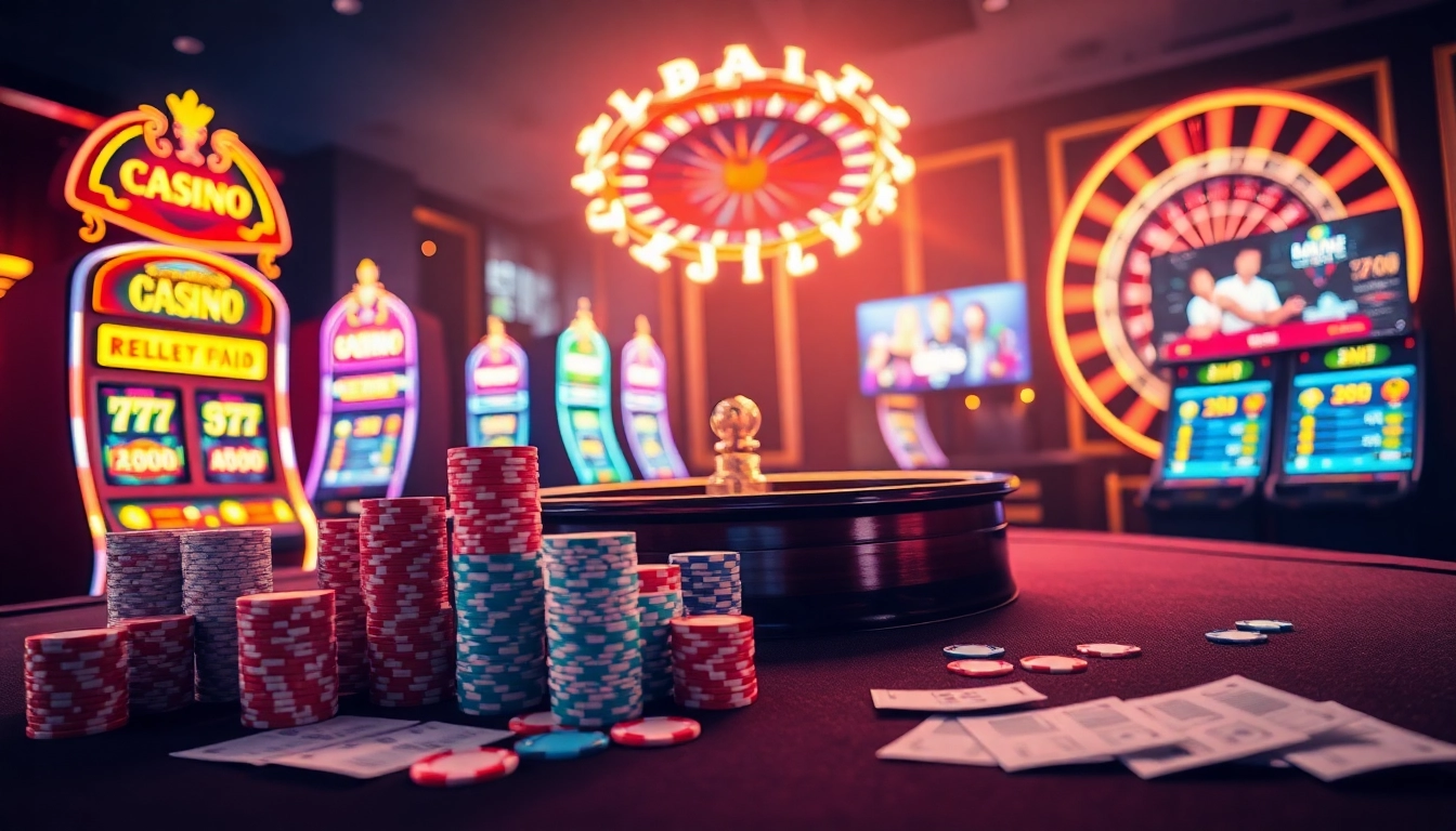 Experience thrilling gameplay at cassino pix with vibrant casino visuals featuring slot machines and poker chips.