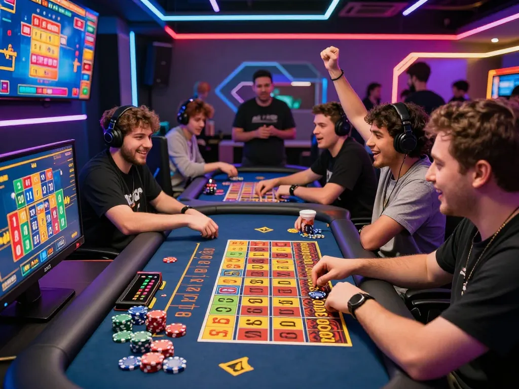 Exciting Toto gaming experience capturing diverse players engaged in thrilling action at a vibrant online gaming table.