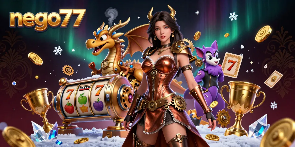 Nego77 highlights exceptional slot gaming with dynamic reels, vibrant jackpots, and golden elements.