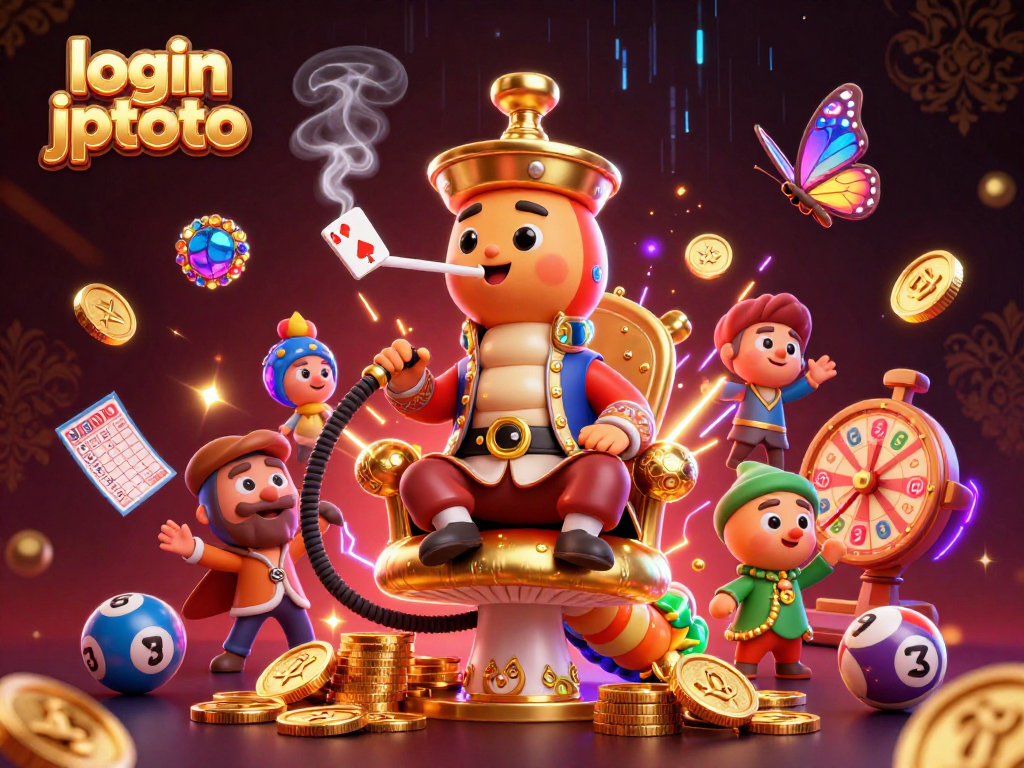 Engage with login jptoto through thrilling lottery games illustrated with vibrant characters and elements.