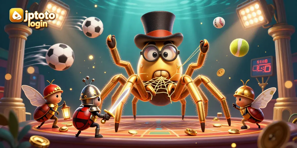 Engage in thrilling gameplay at jptoto login with a vibrant casino scene featuring exciting characters and sports action.