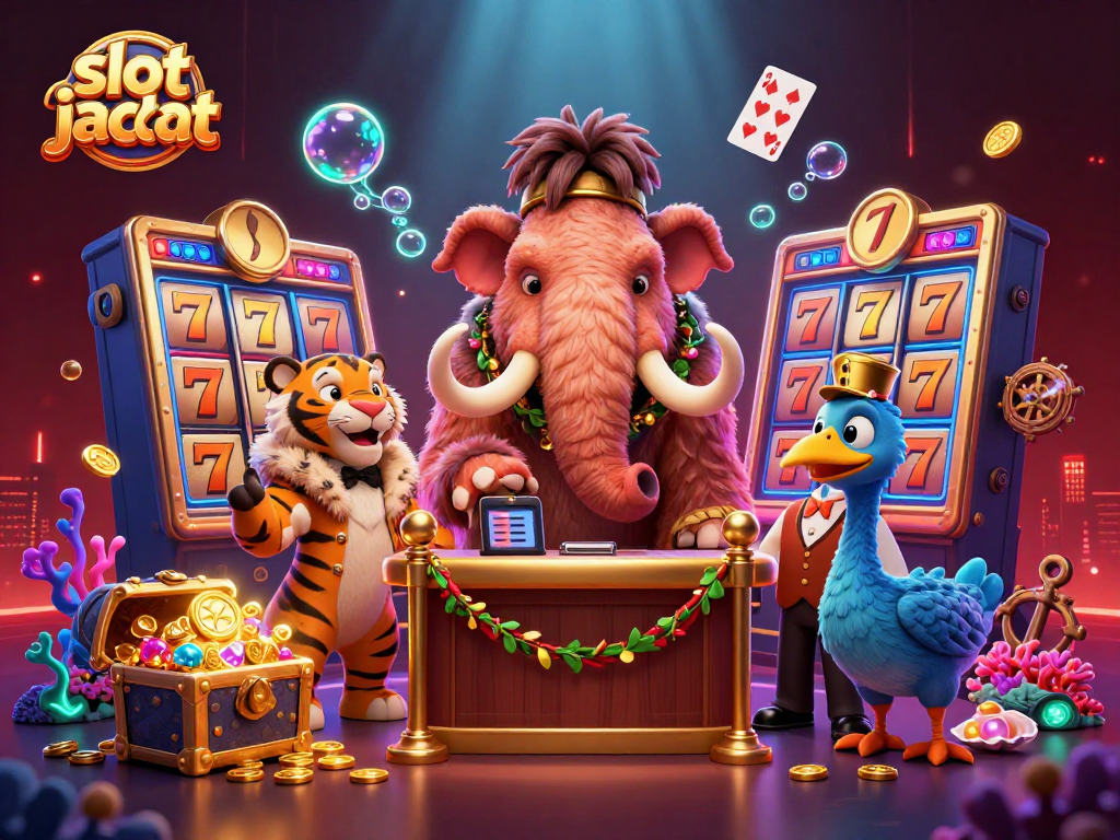 Experience the thrill of slot jackpot wins with vibrant, cartoon-like characters in a dynamic casino scene.