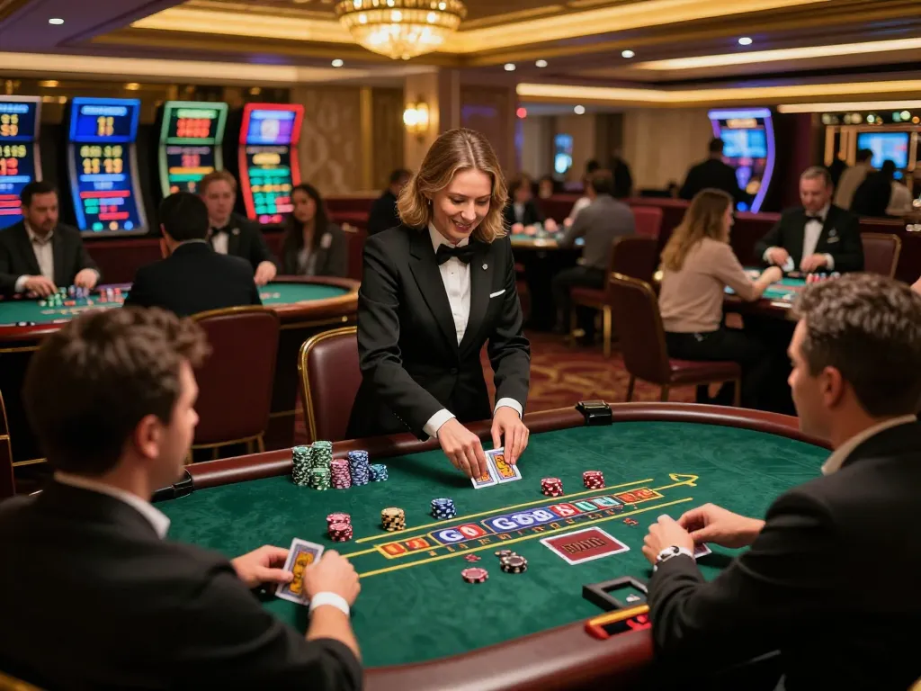 Go88 players engaging in thrilling live dealer baccarat game with professional croupier.