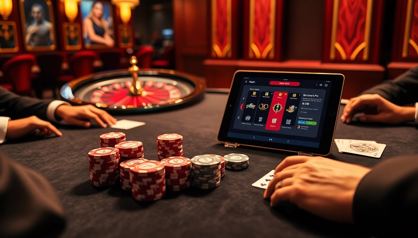 Experience the excitement of b52club. pro with a vibrant poker table and spinning roulette wheel.