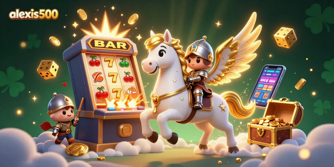 Win big with alexis500 in this vibrant 3D casino scene featuring games, slots, and stardust.
