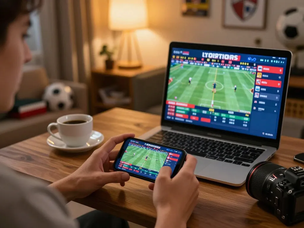 Engaging in live betting at nhà cái bl555 via smartphone in a cozy home setting