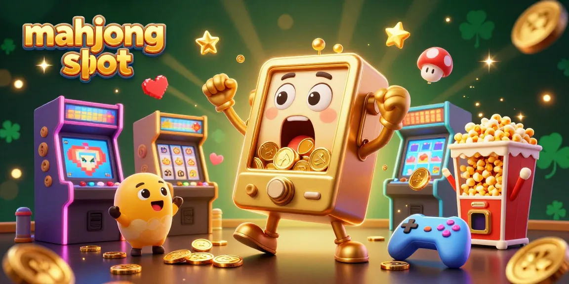 Experience fun and excitement with mahjong slot characters celebrating a jackpot in this vibrant casino illustration.