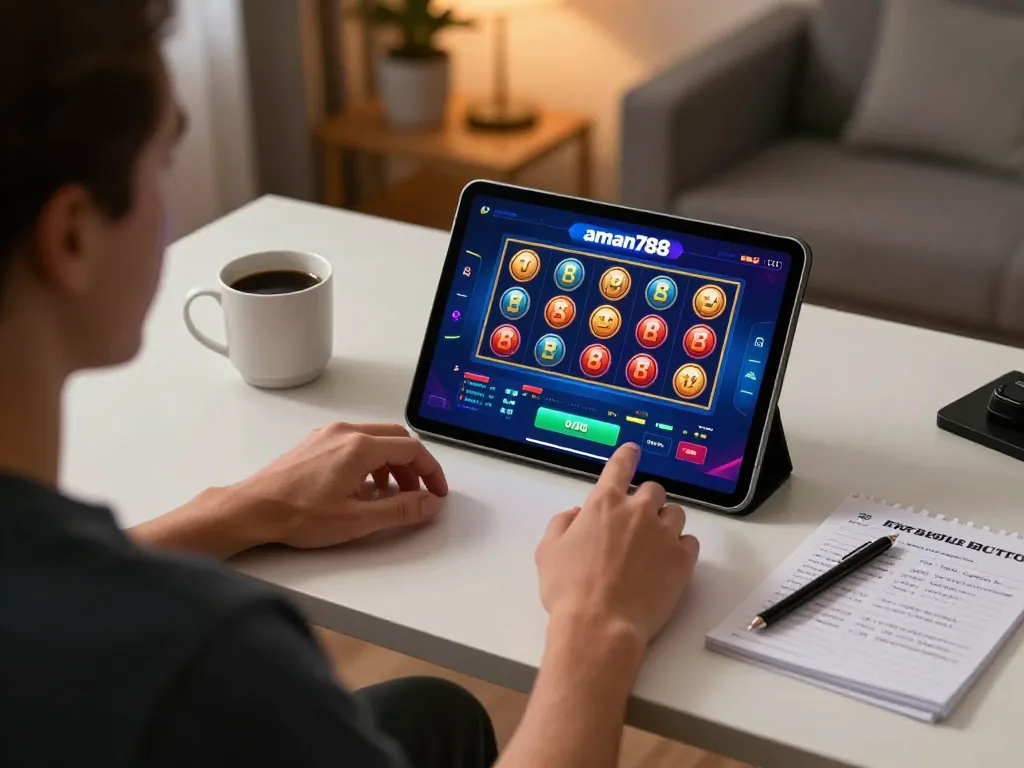 Terlibat dalam permainan aman788 slot online di tablet dengan catatan strategis di sekitarnya