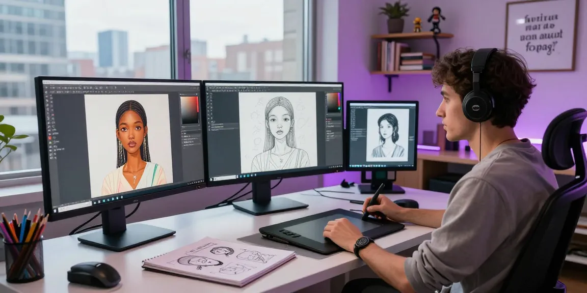Exploring nsfw ai creativity in a modern digital artist workspace.