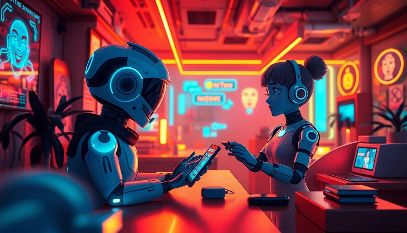 NSFW-themed digital interaction between AI character and user in a vibrant setting