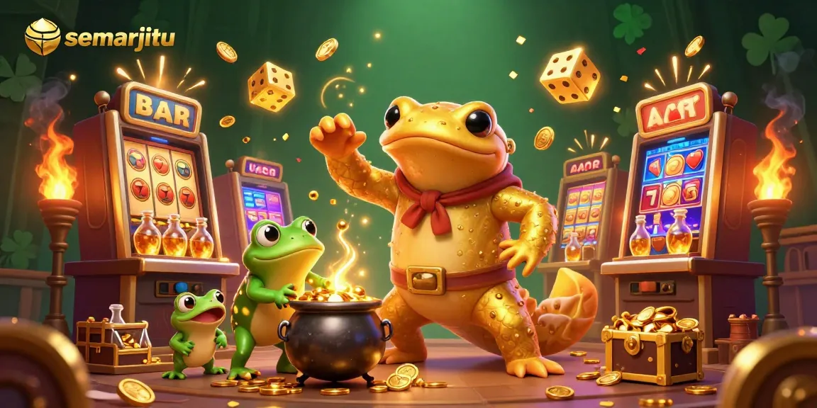 Semarjitu menghadirkan alkemis dan pembantu dalam suasana kasino dengan jackpot dan koin.