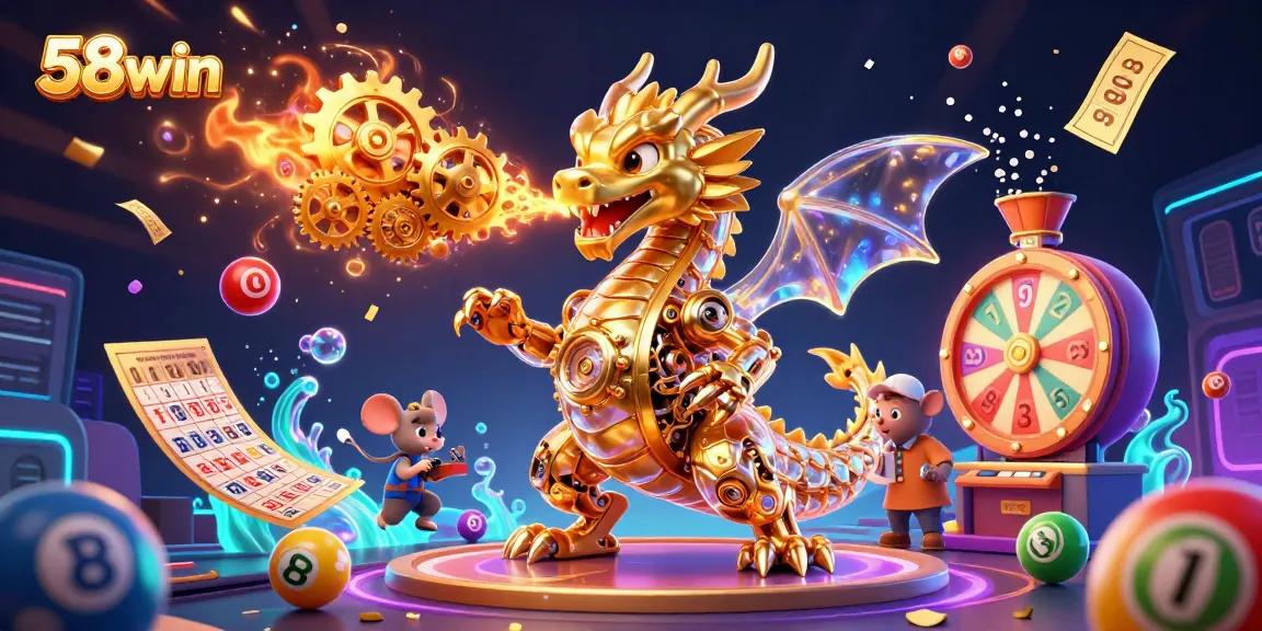 Engage with the stunning 58win gold dragon unleashing gears in a vibrant casino scene.
