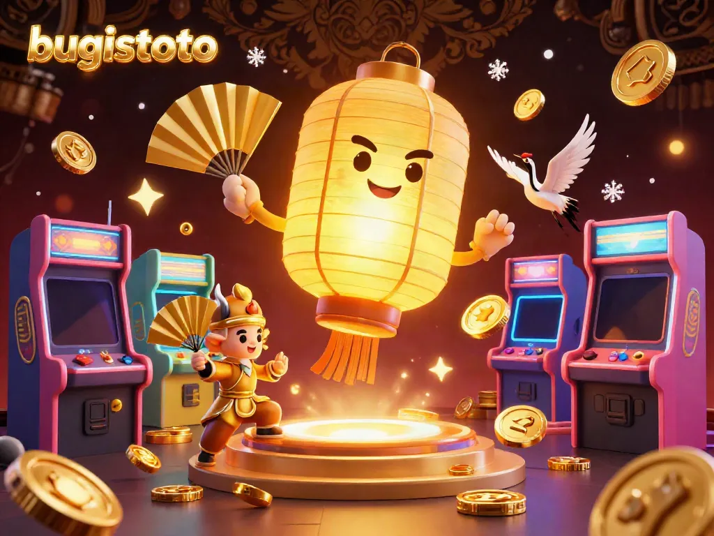 Experience thrilling gaming with bugistoto's vibrant casino scene, showcasing legendary characters and exciting game elements.