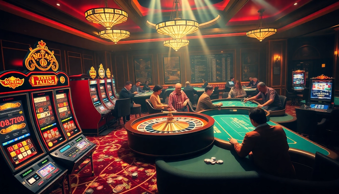 Engaging players at casino tables showcasing thrilling Link vào 789p experiences, highlighting luxury gambling.