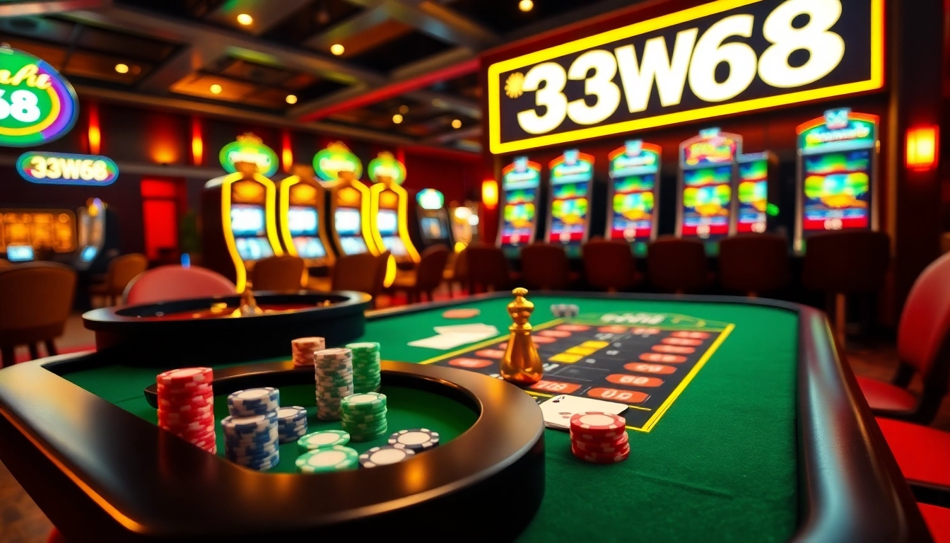 Experience high-stakes action at 33WIN 68 with vibrant casino games and luxurious gaming atmosphere.