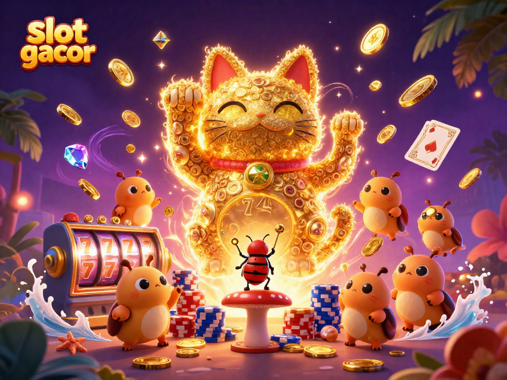 Experience thrilling gameplay with slot gacor featuring a lucky cat and dynamic casino symbols.