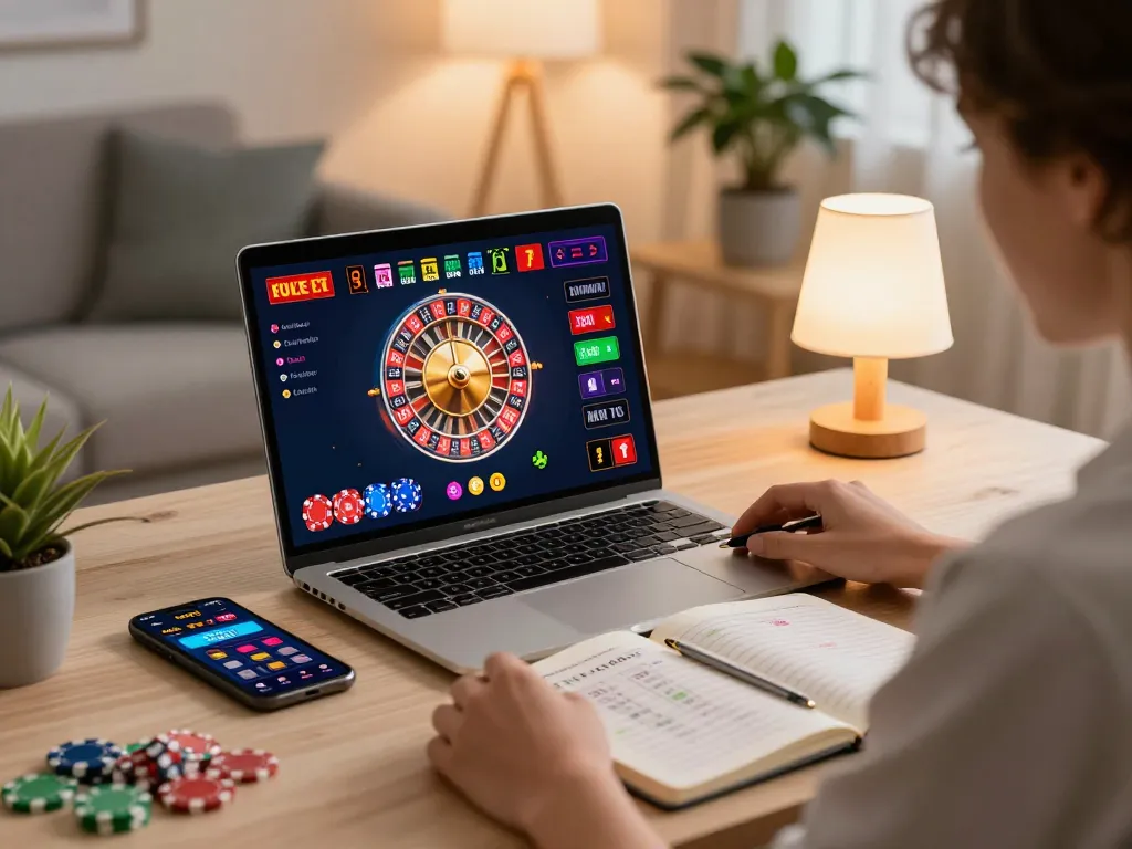 Engaging roulette game on XX88 online casino platform in a cozy home setup.