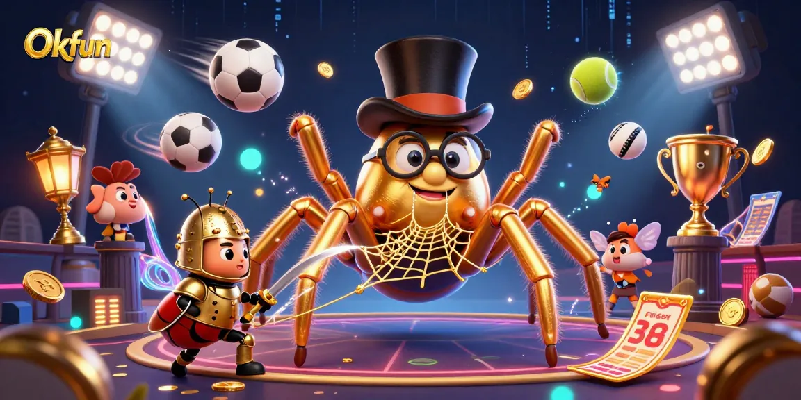 Experience thrilling gambling action with Okfun's vibrant casino scene featuring dynamic characters and game elements.