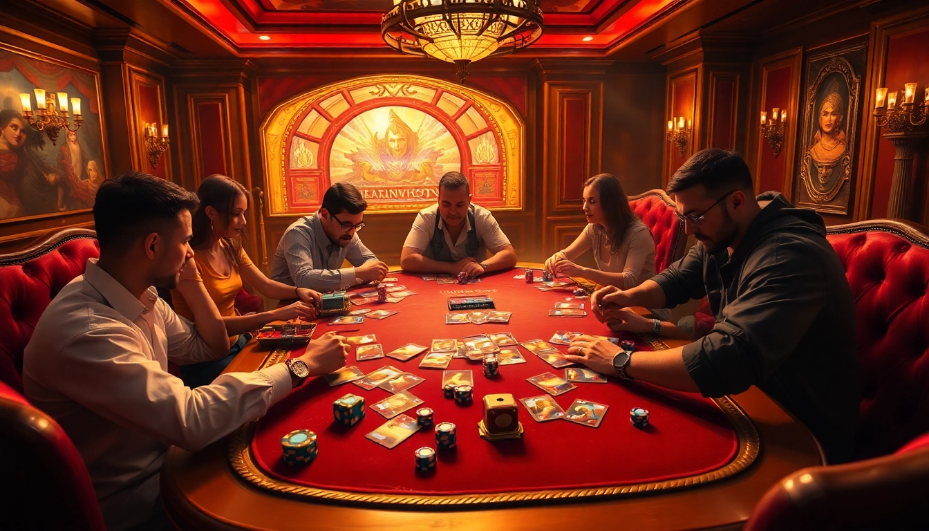 Enjoy thrilling moments while playing Hearthstone at an upscale casino setting with cards and chips.