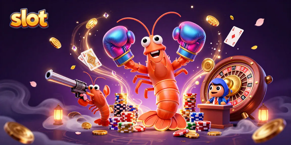 Spin the slots with vibrant cartoon shrimp characters celebrating jackpots and casino fun!