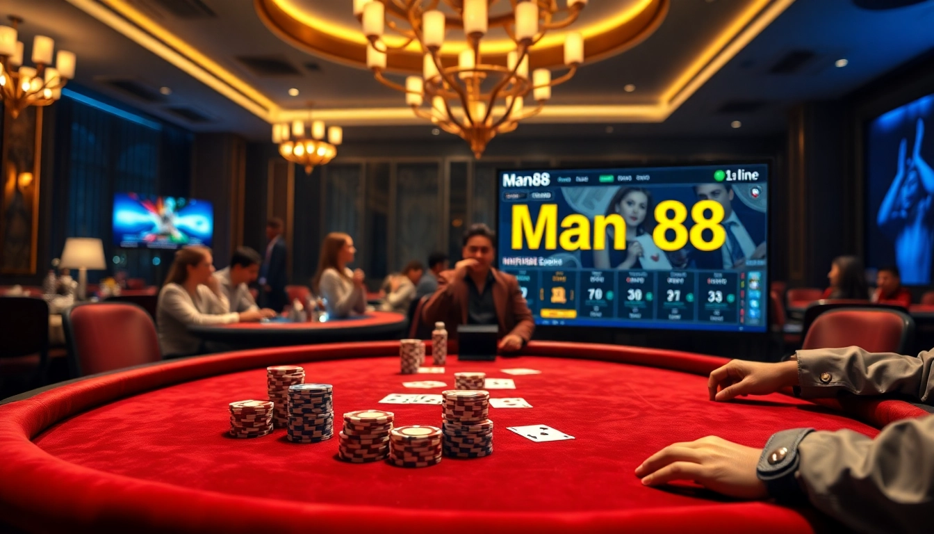 Experience the thrill of winning at Man88 with a luxurious poker table setup.