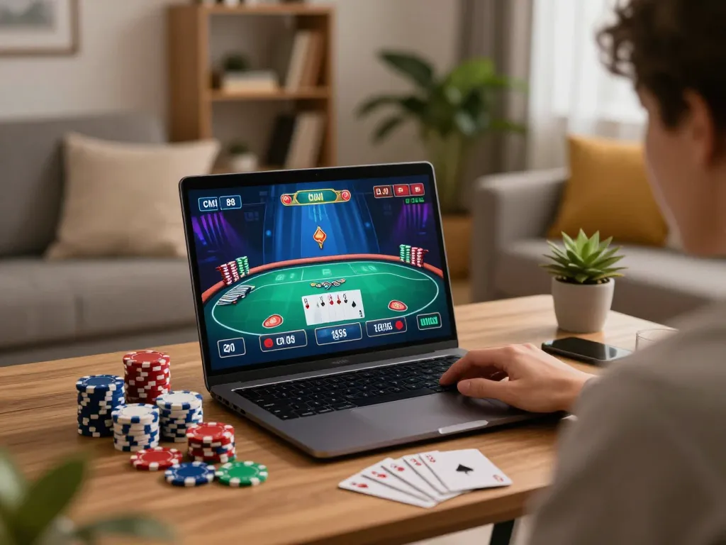 Experience cm 88's online poker game in a cozy home setting with vibrant graphics and engaging gameplay.